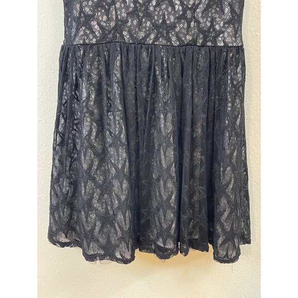 Black Lace Sleeveless Dress With Star Pattern Keyhole Back Zipper Girls XS - Picture 4 of 15